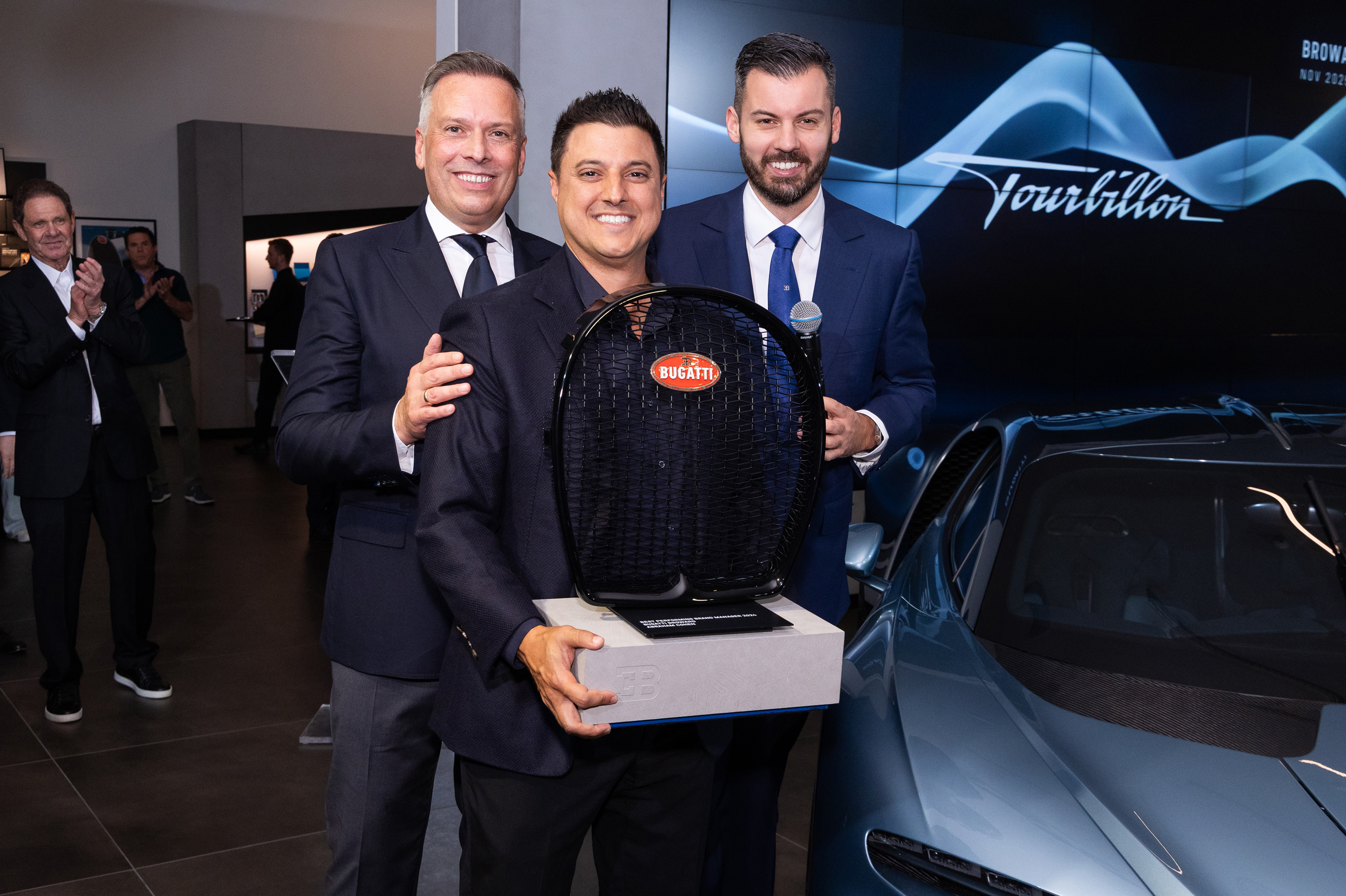 Mate Rimac, CEO of Bugatti Rimac, and Hendrik Malinowski, Managing Director of Bugatti Automobiles, were present at the celebration at Bugatti Broward.